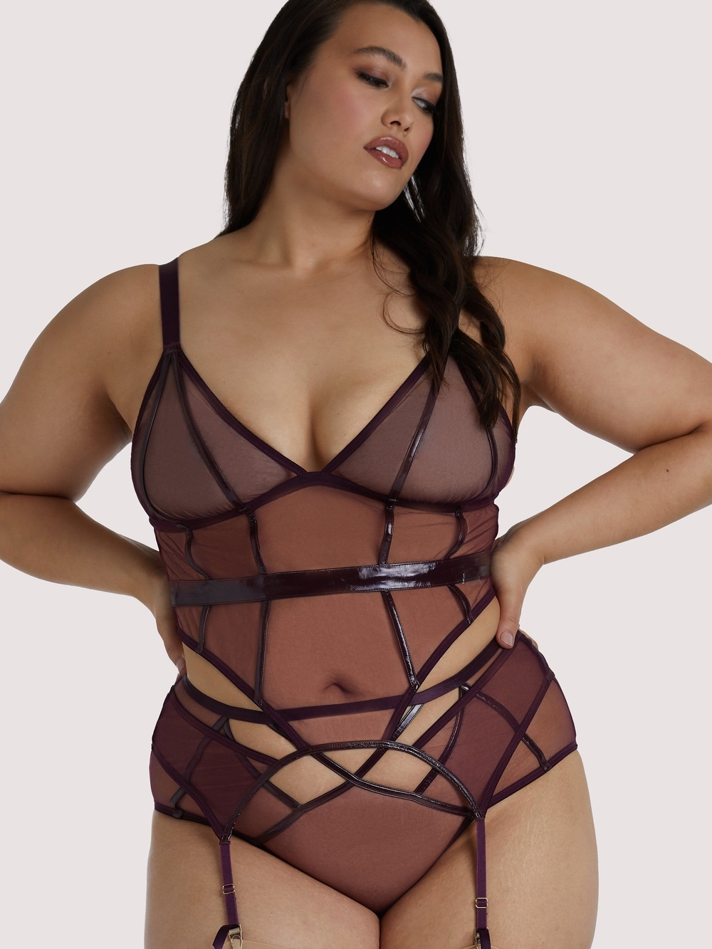 Plus Size Hustler x Playful Promises Kelly Wine PVC Basque
